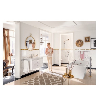 Верхний душ с кронштейном Hansgrohe Raindance Classic 270 1jet 27424090 золото/хром