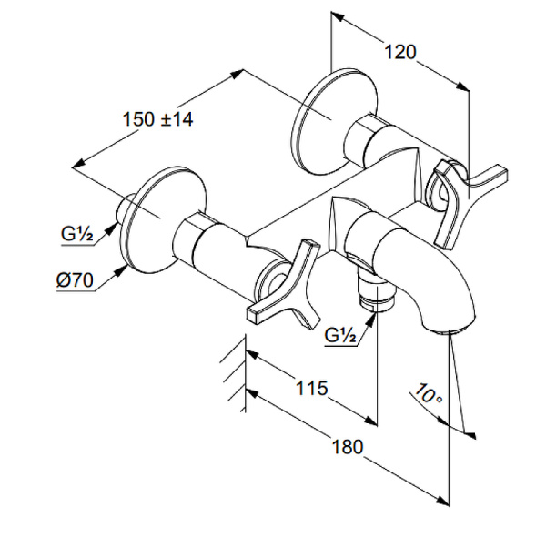 Смеситель для ванны Kludi Nova Fonte 205400539