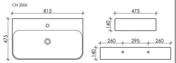 Раковина накладная (81,5х47,5) Ceramica Nova Aura CN2006