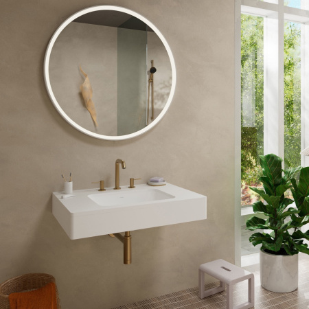 Смеситель для раковины на 3 отверстия с донным клапаном Push-Open Hansgrohe Tecturis S 73330140 шлифованная бронза