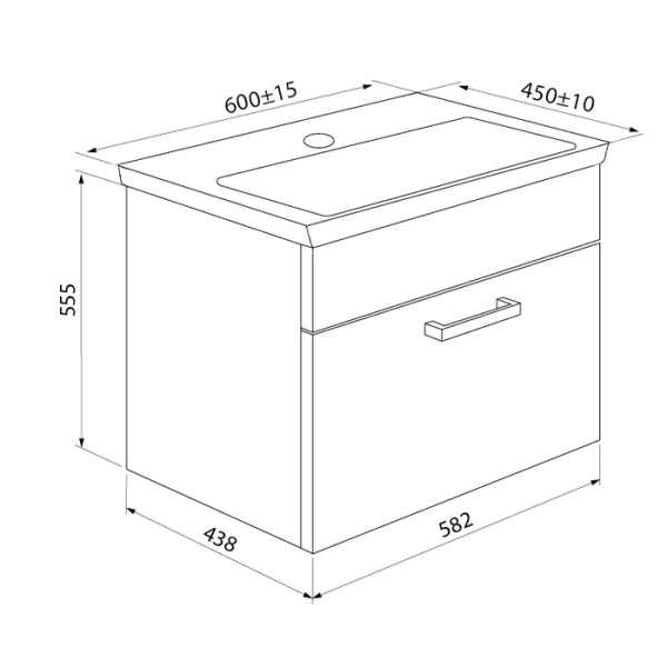 Тумба с умывальником, IDDIS New Mirro NMIR60Wi95K, белый