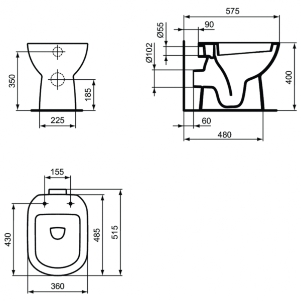 Унитаз приставной Ideal Standard i.life A T467301