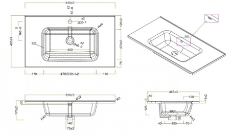 Керамическая раковина (89х46) BelBagno BB800ETL