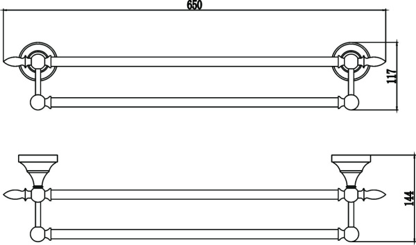 Держатель для полотенец прямой 2-ой 60 см Savol 68b S-06848B