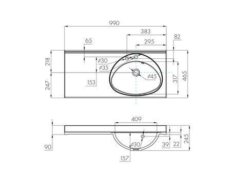 Раковина Aquaton Отель 3/100 правая белая с навесами 1A70083NOT01R