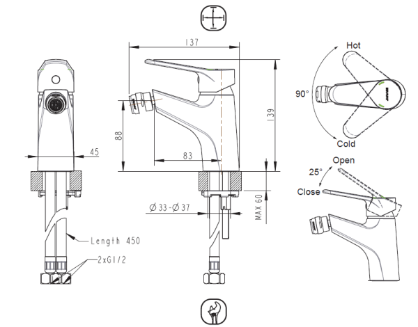 Смеситель для биде Bravat Eco F3111147C
