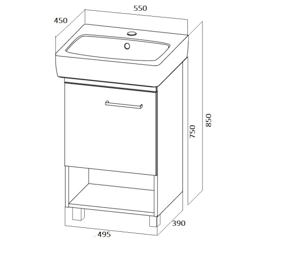 Тумба под раковину 1Marka  Tera 55Н У76059