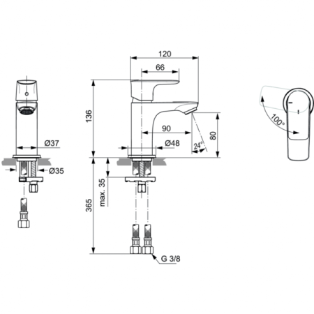Смеситель для раковины Ideal Standard CONNECT AIR A7019AA, хром