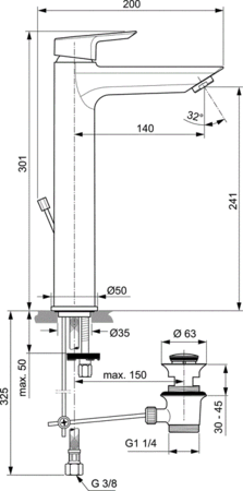 Смеситель для раковины Ideal Standard Tesi Vessel A6573AA