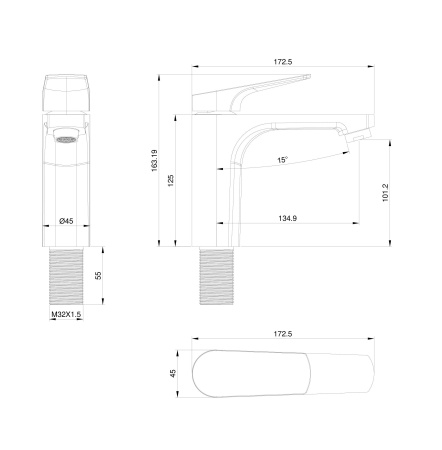 Смеситель для раковины WONZON & WOGHAND, белый матовый WW-A40492-MW
