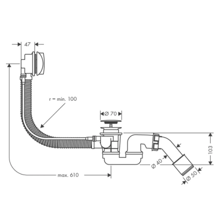 Сливной и переливной гарнитур для ванны Hansgrohe Flexaplus 58143000