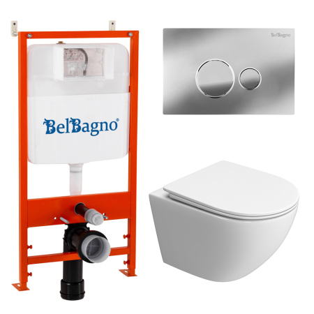 Комплект унитаза с инсталляцией BelBagno BB5177CH-TOR/SC/BB026/BB081CR
