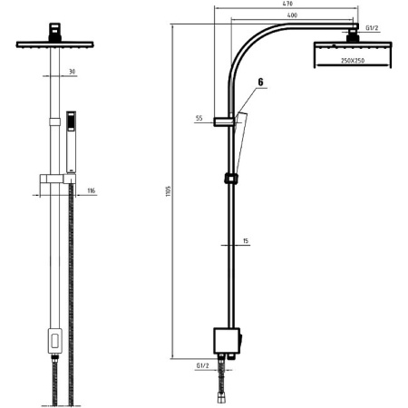 Душевая стойка E.C.A. Tiera 102158012EX