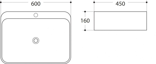 Раковина керамическая полувстраиваемая (60х45) Art&Max AM-7976 белый