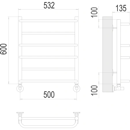 Полотенцесушитель водяной Terminus ЕВРОМИКС (500х600) П6 4670078530141
