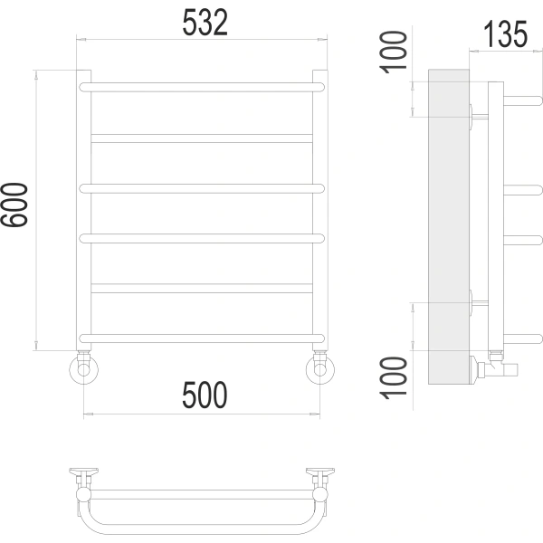 Полотенцесушитель водяной Terminus ЕВРОМИКС (500х600) П6 4670078530141