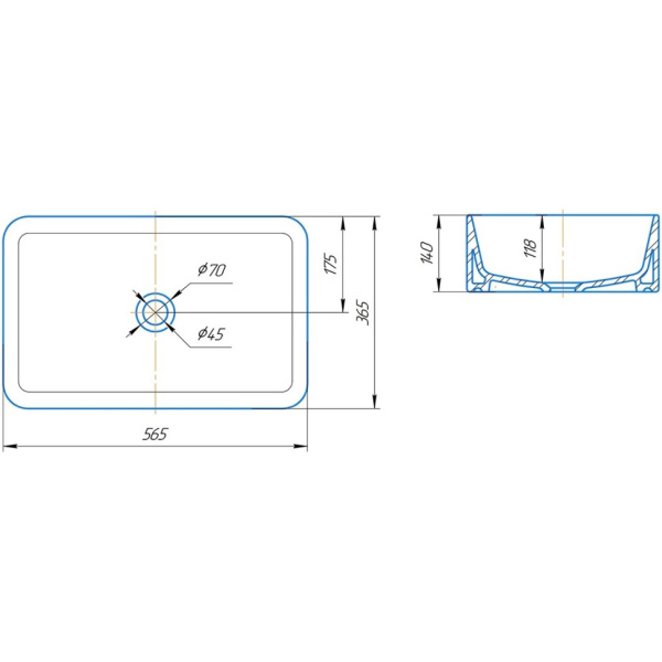 Раковина (56,5х36,5) Corozo Олимпия 60 SD-00001229