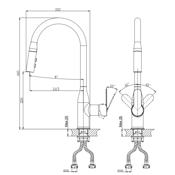Смеситель для кухни RUSH Tenerife TE2835-24 Смеситель для кухни RUSH Tenerife TE2835-24