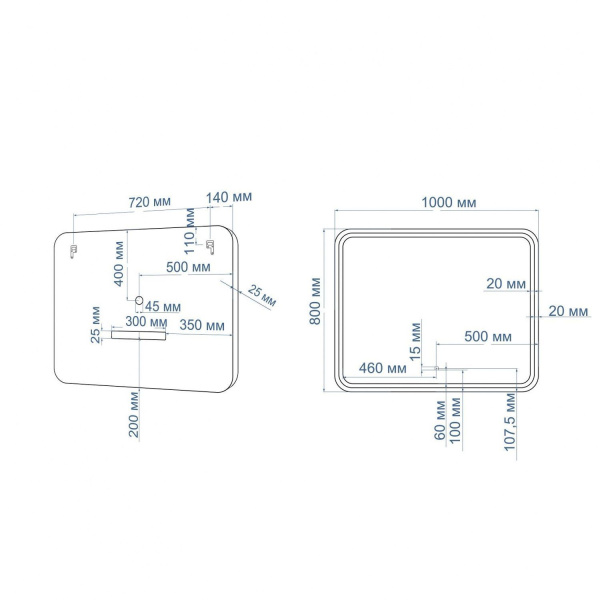 Зеркало с подсветкой Art&Max GENOVA AM-Gen-1000-800-DS-F