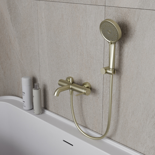 Смеситель для ванны с душем Oliveeka Y OL-639017-BG, золото матовое