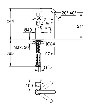 Смеситель для раковины Grohe Essence 24177KF1 (черный матовый)