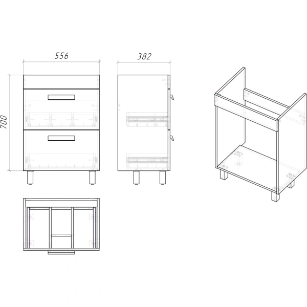 Тумба напольная Grossman НЕО-60 см 106027-1K белая на ножках