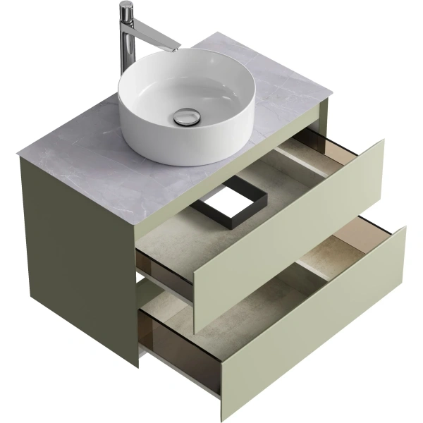 Тумба без раковины 80 см Aqwella Geometria GE01082SH шалфей зеленый матовый