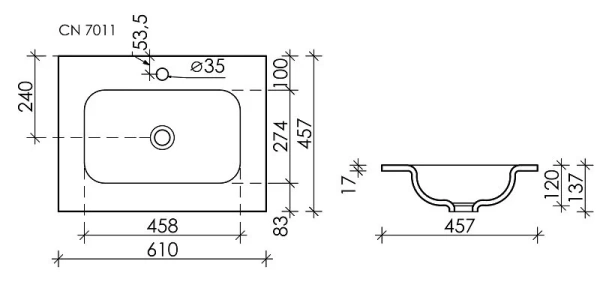 Раковина накладная (61х45,7) Ceramica Nova ELEMENT CN7011MB