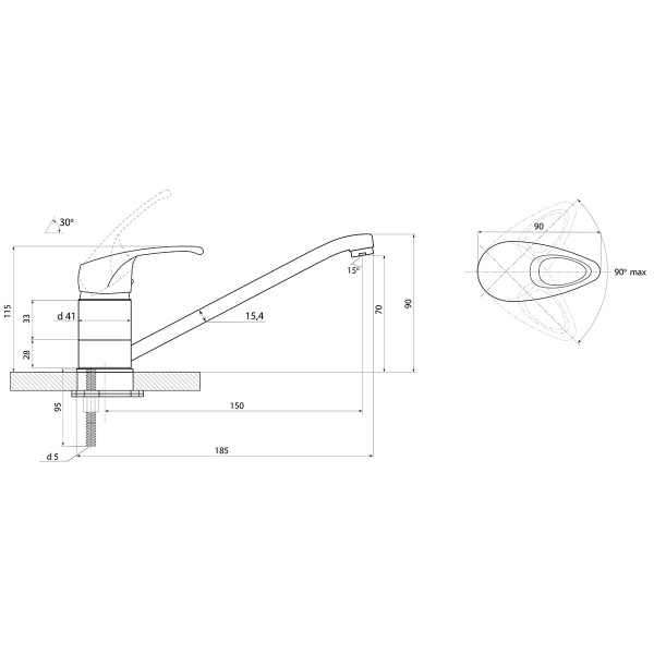 Смеситель для кухни Славен Прораб  Р СЛ-ОД-Р20