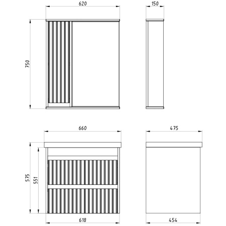 Зеркальный шкаф (62х75)  ASB-Mebel  Мирано 65 12258