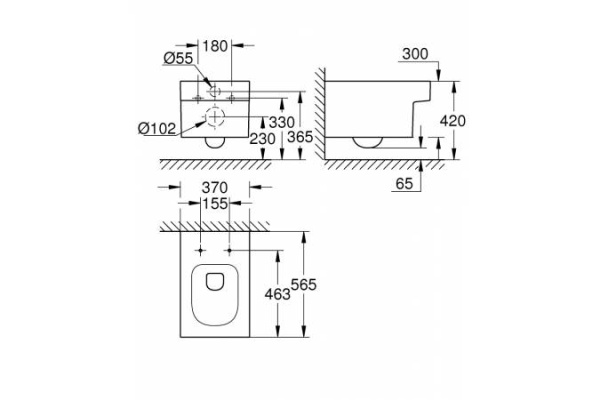 Подвесной унитаз безободковый GROHE Cube Ceramic 39245 00H (3924500H)