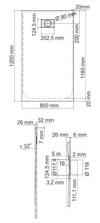 Душевой поддон (120х80) WasserKRAFT Main 41T06