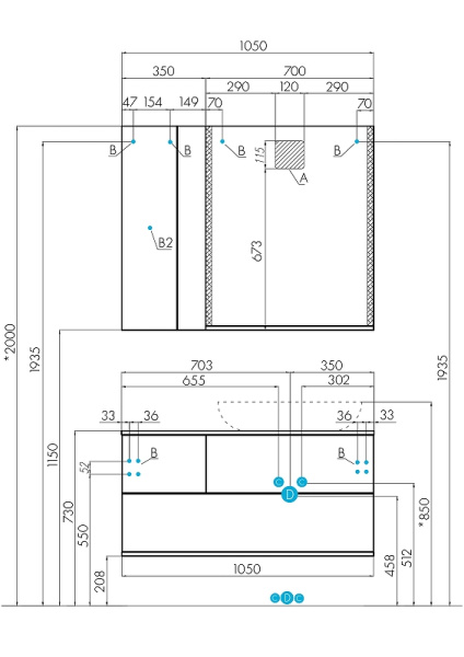 Тумба с раковиной Aquaton Терра 105 1A2469K6TEKA0