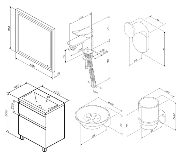 Комплект мебели AM.PM X-Joy 65 BK85GL