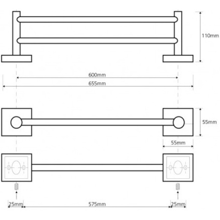 Двойной держатель полотенца 655мм Bemeta BETA 132104052