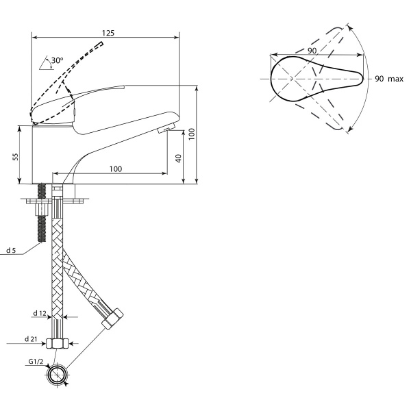 Смеситель для раковины Славен Прораб  П СЛ-ОД-П10