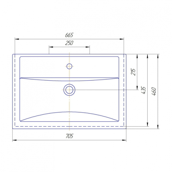 Раковина полувстраиваемая (71х47) СаНта Фостер70