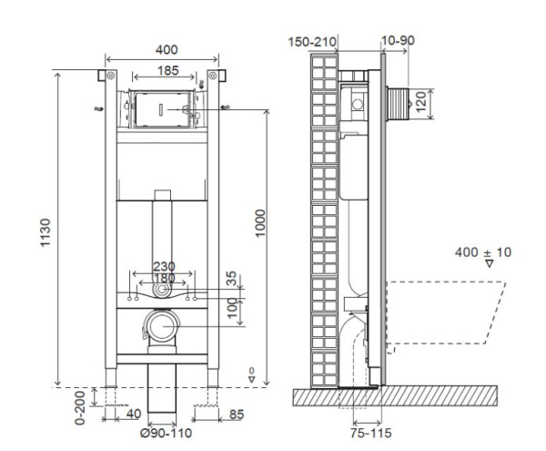 Инсталляция с подвесным безободковым унитазом Jacob Delafon Elite E21755RU-00