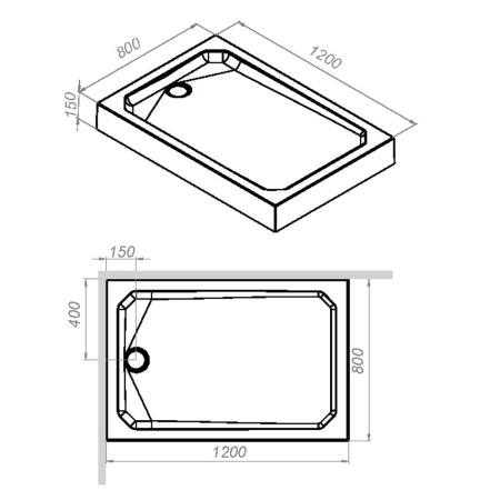 Акриловый поддон (120х80) Am.Pm Gem Square W90T-404-12080W