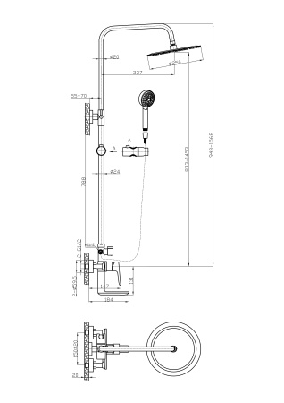 Душевая система с изливом BelBagno ANCONA ANCONA-VSCM-CRM