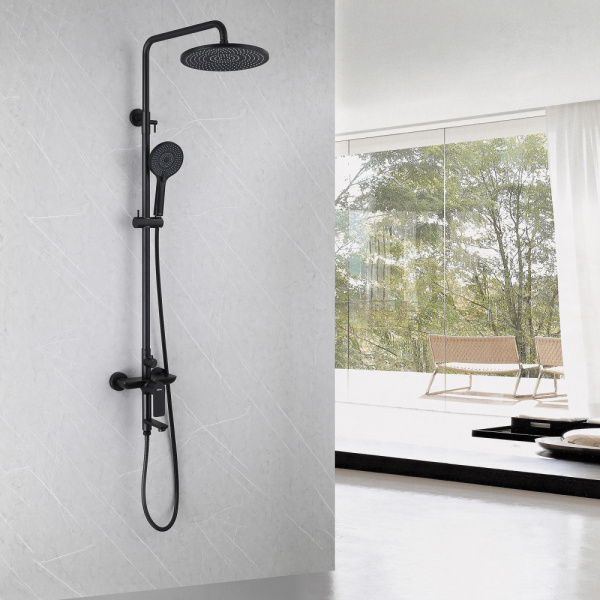 Душевая стойка ABBER Weiss Insel AF8016NB с изливом, черная матовая Душевая стойка ABBER Weiss Insel AF8016NB с изливом, черная матовая