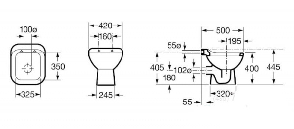 Видуар водослив задний подвод Roca Garda 371055000