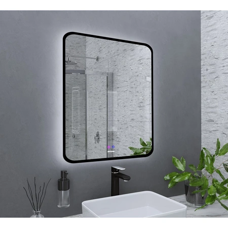 Зеркало (70х80) Grossman ELEGANS-норма BLACK 1770802 LED с сенсорным выключателем и подогревом