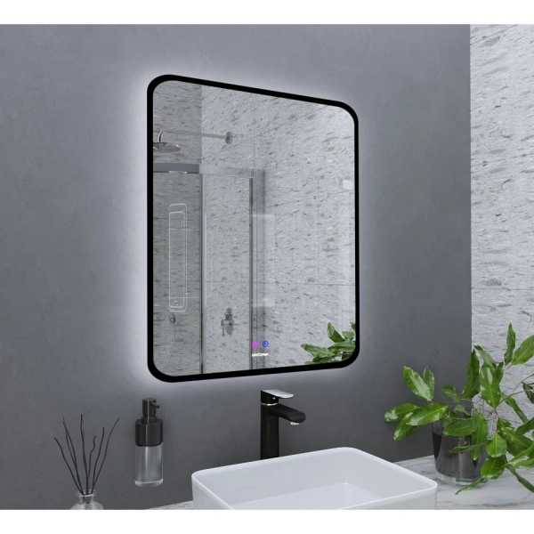 Зеркало (70х80) Grossman ELEGANS-норма BLACK 1770802 LED с сенсорным выключателем и подогревом