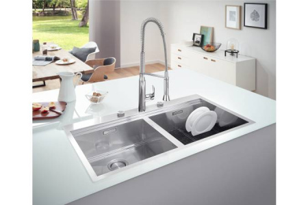 Мойка из нержавеющей стали 2 чаши без корзинчатого вентиля GROHE K800 31585SD1 Мойка из нержавеющей стали 2 чаши без корзинчатого вентиля GROHE K800 31585SD1