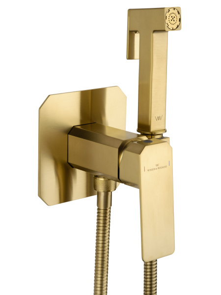 Смеситель с гигиеническим душем встраиваемый WONZON & WOGHAND DIAMOND, брашированное золото WW-88829011-BG