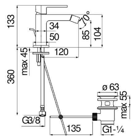 Смеситель для биде NOBILI UP UP94119/1CR