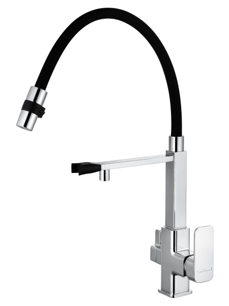Смеситель для кухни с гибким изливом и подключением фильтра WONZON & WOGHAND, хром WW-88458012-CR Смеситель для кухни с гибким изливом и подключением фильтра WONZON & WOGHAND, хром WW-88458012-CR