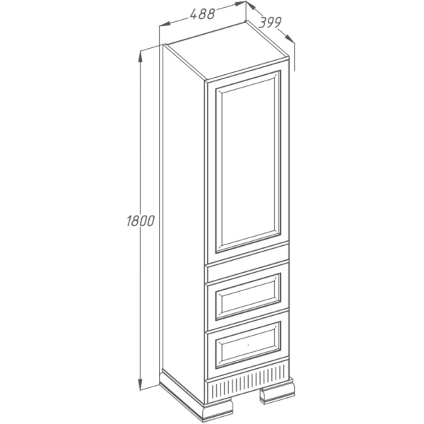 Пенал Opadiris Оникс левый Белый глянцевый с золотой патиной Z0000005741