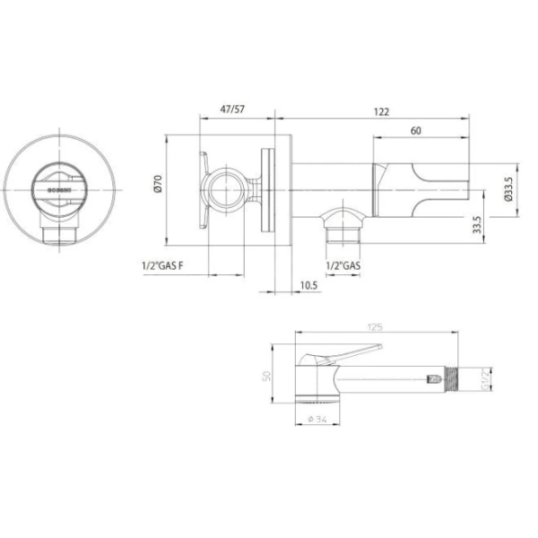 Смеситель с гигиеническим душем Bossini Paloma Brass E34007B.030 хром